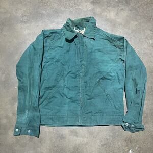 Vintage 50s Green Cotton Pattern Bomber Jacket